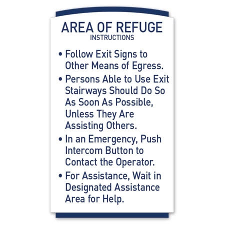 Area of Refuge Instructions Sign