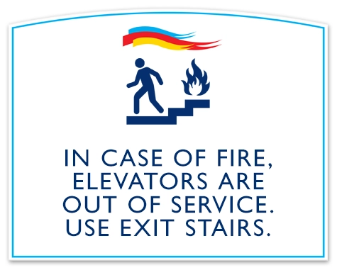 In Case of Fire, Elevators Are Out of Service - No Braille