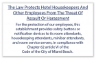 Miami Beach, FL: Housekeeper Protection Notice - Acrylic - 4 Pk