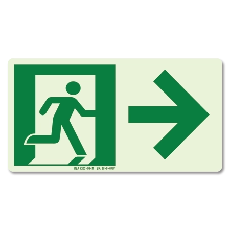 Photoluminescent Emergency Exit Directional Sign (Right)