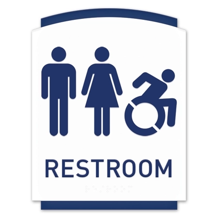 Restroom Sign w/Unisex & Dynamic ISA Symbols