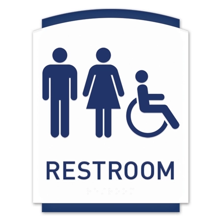 Restroom Sign w/Unisex & ISA Symbols