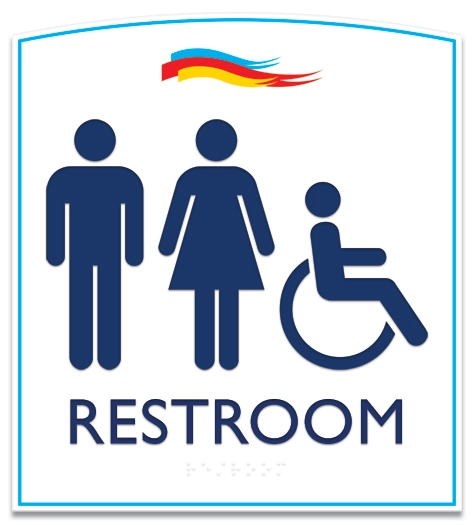 Restroom Sign w/Unisex & ISA Symbols
