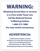 Texas Bilingual Human Trafficking Notice - Acrylic