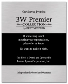 Best Western Premier Collection Service Promise & Ownership Plaque - English