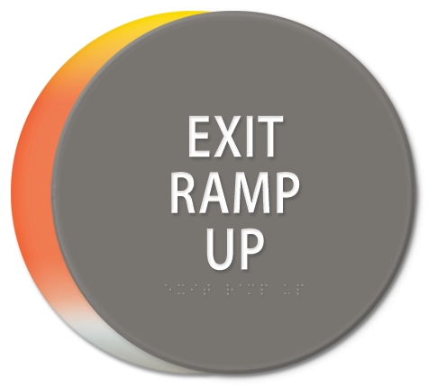 "Exit Ramp Up" Egress Sign - CA Compliant