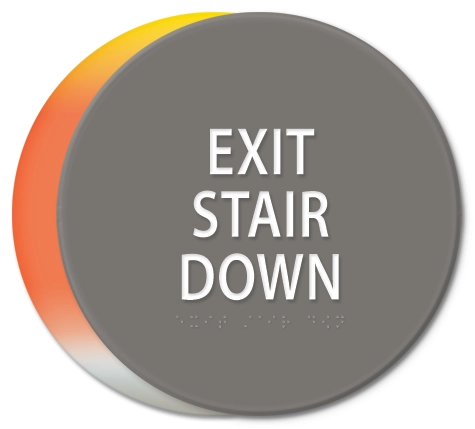 "Exit Stair Down" Egress Sign - CA Compliant