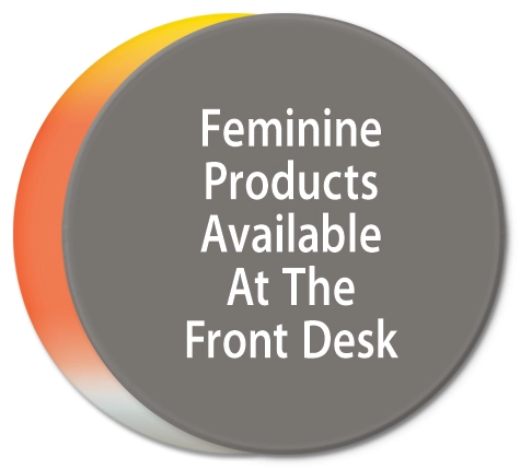 "Feminine Products... Front Desk" Informational Sign
