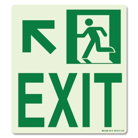 Photoluminescent Emergency Exit Sign w/Arrow (Left)