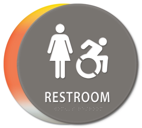 Restroom Sign w/Female & Dynamic ISA Symbols