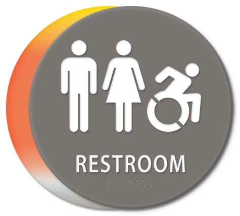 Restroom Sign w/Unisex & Dynamic ISA Symbols