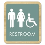 Restroom Sign w/ Unisex & ISA Symbols