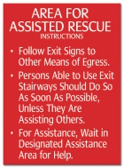 Area of Assisted Rescue Instructions Sign