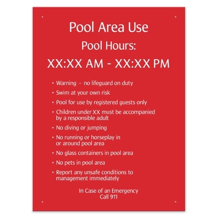 Pool Area Use w/Hours (Registered Guests)