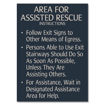 Area of Assisted Rescue Instructions Sign
