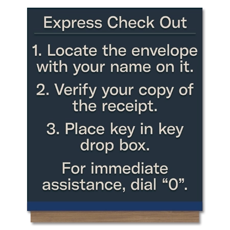 Express Check Out Instructions Sign