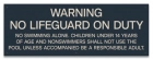 Indiana No Lifeguard on Duty Sign