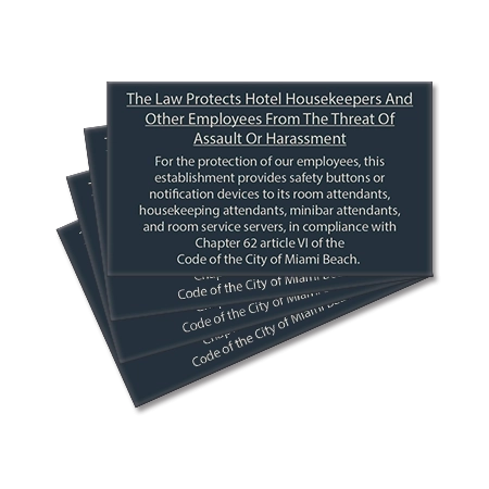 Miami Beach, FL: Housekeeper Protection Notice - Acrylic - 4 Pk