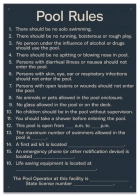 South Carolina Pool Rules Sign