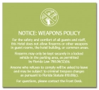 'Notice: Weapons Policy' Sign w/Symbol - FL Compliant - Celtec Version