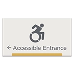 Accessible Entrance Sign w/Dynamic ISA Symbol & Left Arrow