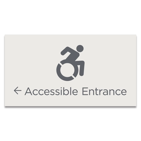 Accessible Entrance Sign w/Dynamic ISA Symbol & Left Arrow- Exterior