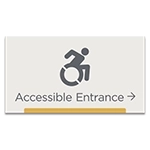 Accessible Entrance Sign w/Dynamic ISA Symbol & Right Arrow