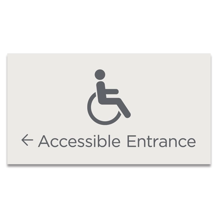 Accessible Entrance Sign w/ISA Symbol & Left Arrow - Exterior