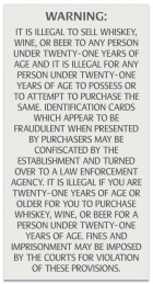 Colorado Alcohol Age Warning Sign