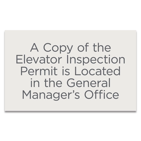 Elevator Inspection Permit Sign