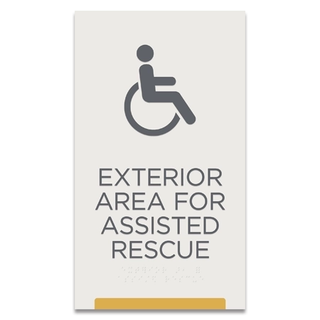 Exterior Area for Assisted Rescue Sign w/ISA Symbol