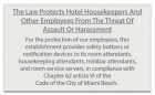 Miami Beach, FL: Housekeeper Protection Notice - Acrylic - 4 Pk