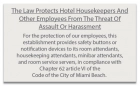 Miami Beach, FL: Housekeeper Protection Notice - Self Adhesive - 8 Pk