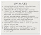 New Hampshire Spa Rules Sign