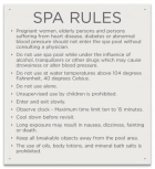 Prince Williams & Virginia Beach Spa Rules Sign