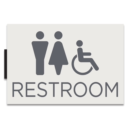 Restroom Flag Sign w/Unisex & ISA Symbols