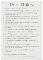 South Carolina Pool Rules Sign