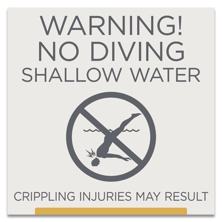 Warning, No Diving Sign w/Symbol