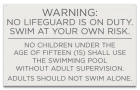 Washington DC No Lifeguard Pool Rules Sign