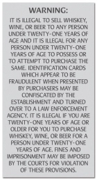 Colorado Alcohol Age Warning Sign