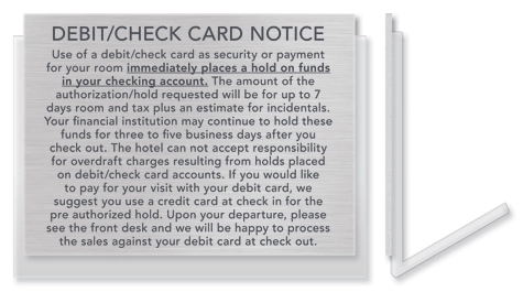 Debit/Check Card Plaque w/Easel