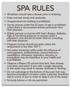 Delaware Spa Rules Warning Sign
