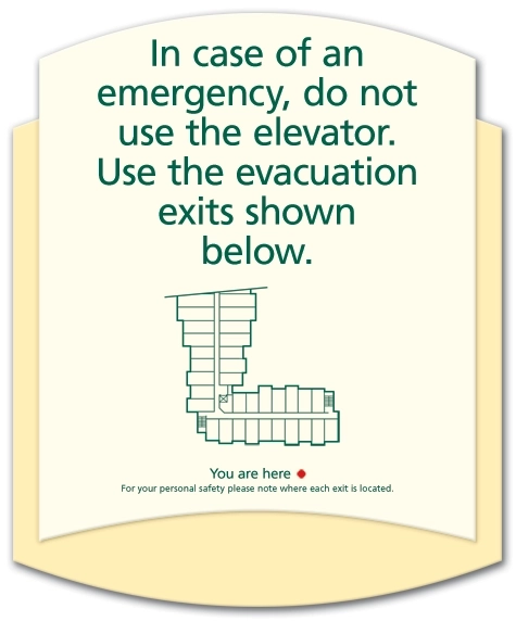 Elevator Evacuation Map (exits shown)