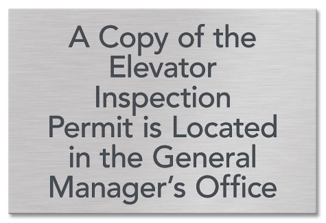 Elevator Inspection Permit Sign