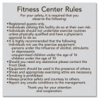 Fitness Center Rules Sign