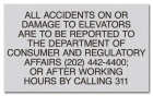 General Information Elevator Damage Sign