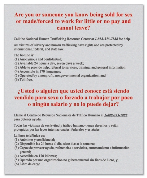 Human Trafficking Notice Multi-State