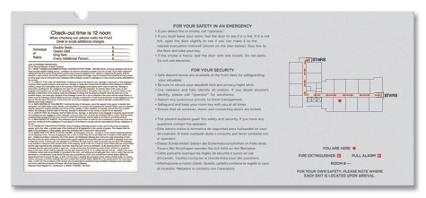 In-Room Evacuation Plans w/State Laws (Economy - No Back)