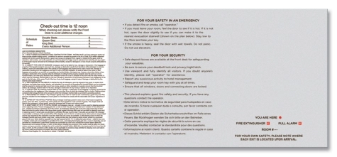 In-Room Evacuation Plans w/State Laws (Economy - No Back)
