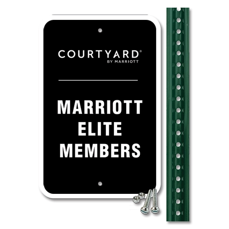 Marriott Elite Members Parking Sign Set -includes one (1) 7' post.